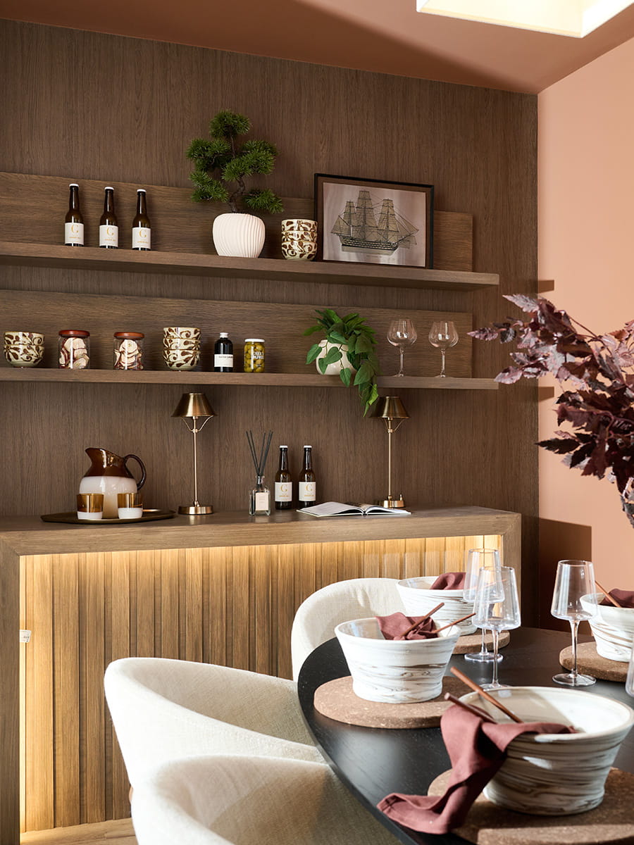 An interior image of the Dining Room cabinet at The Cornflower