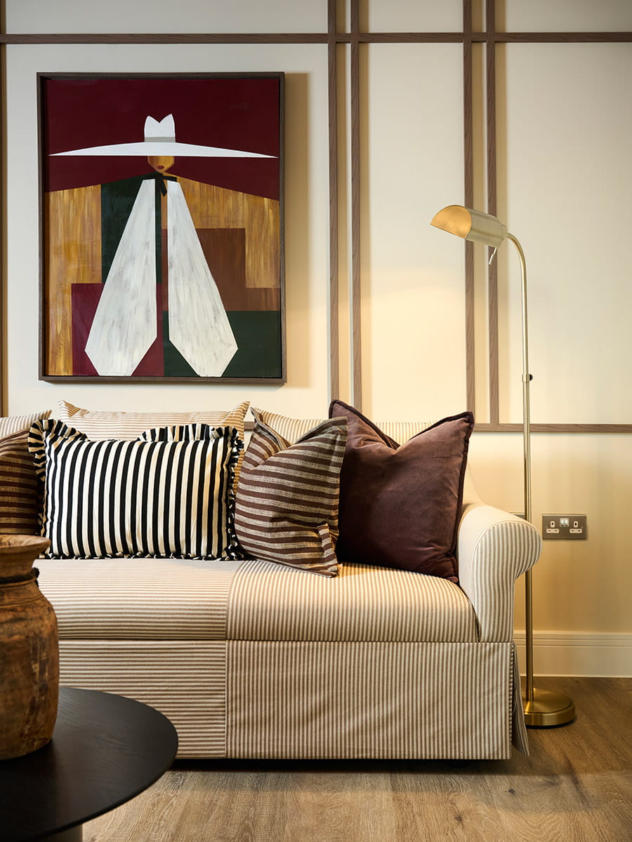 An interior Living area image close up of the Sofa