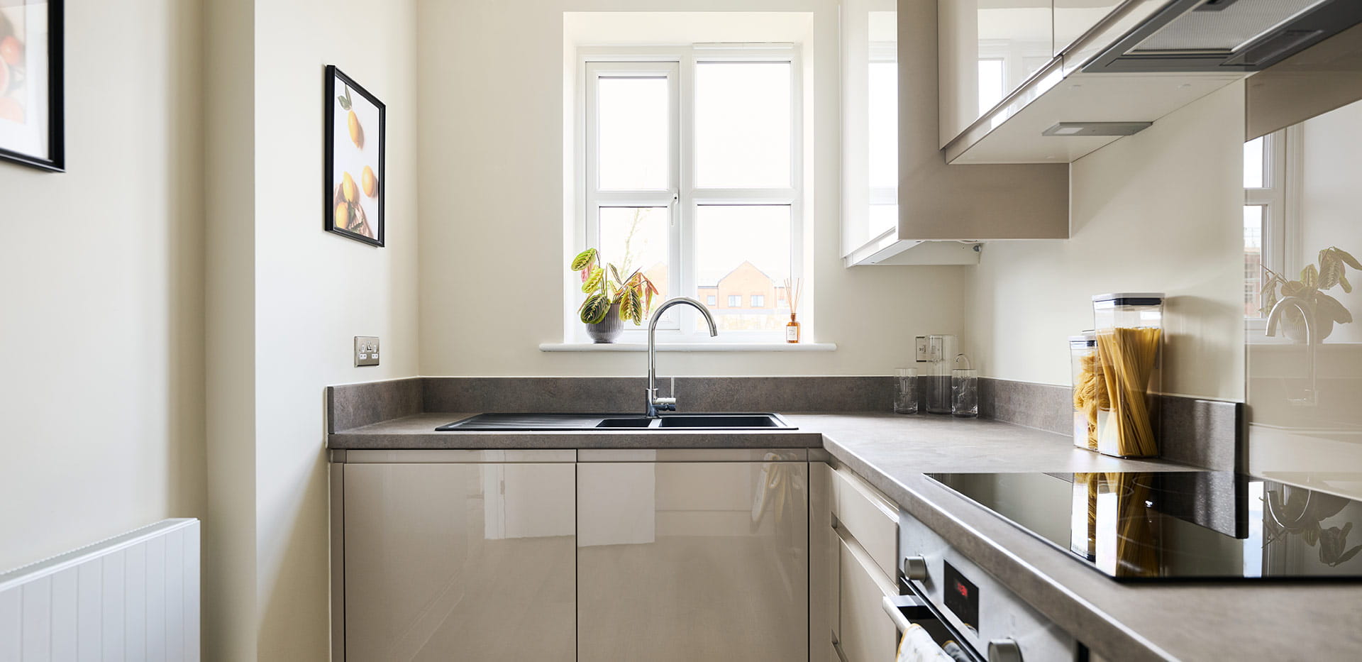 Interior image of the kitchen at The Violet