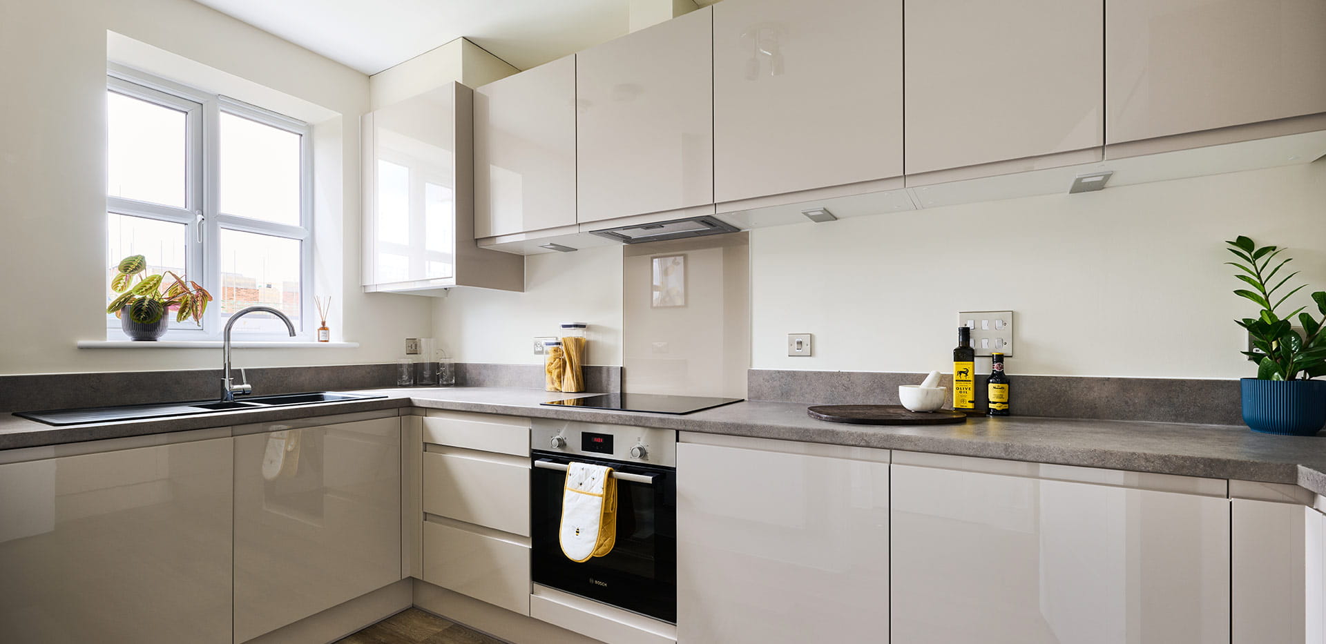 Interior image of the kitchen at The Violet