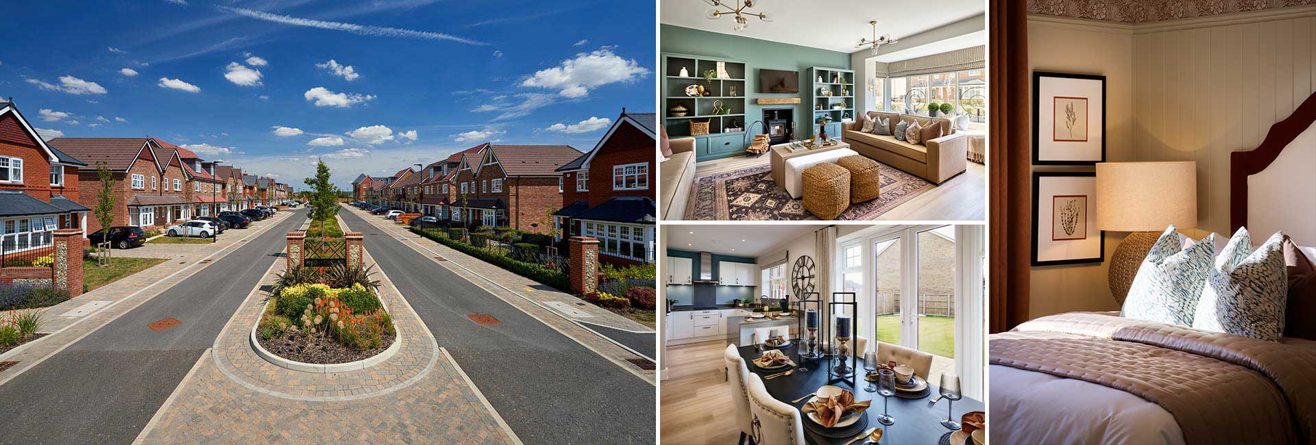 Montage of exterior and interior images at Highcroft