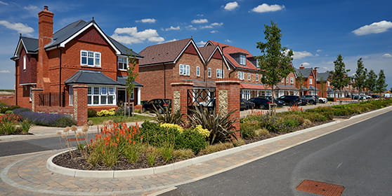 A street scene image of Highcroft on a warm sunny day