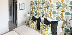 Dareham Court double bed bedroom with vibrant design