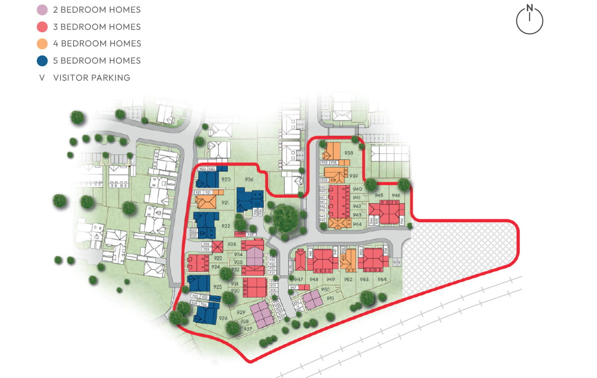 Highwood Village, Site Plan highlighting The Goldings