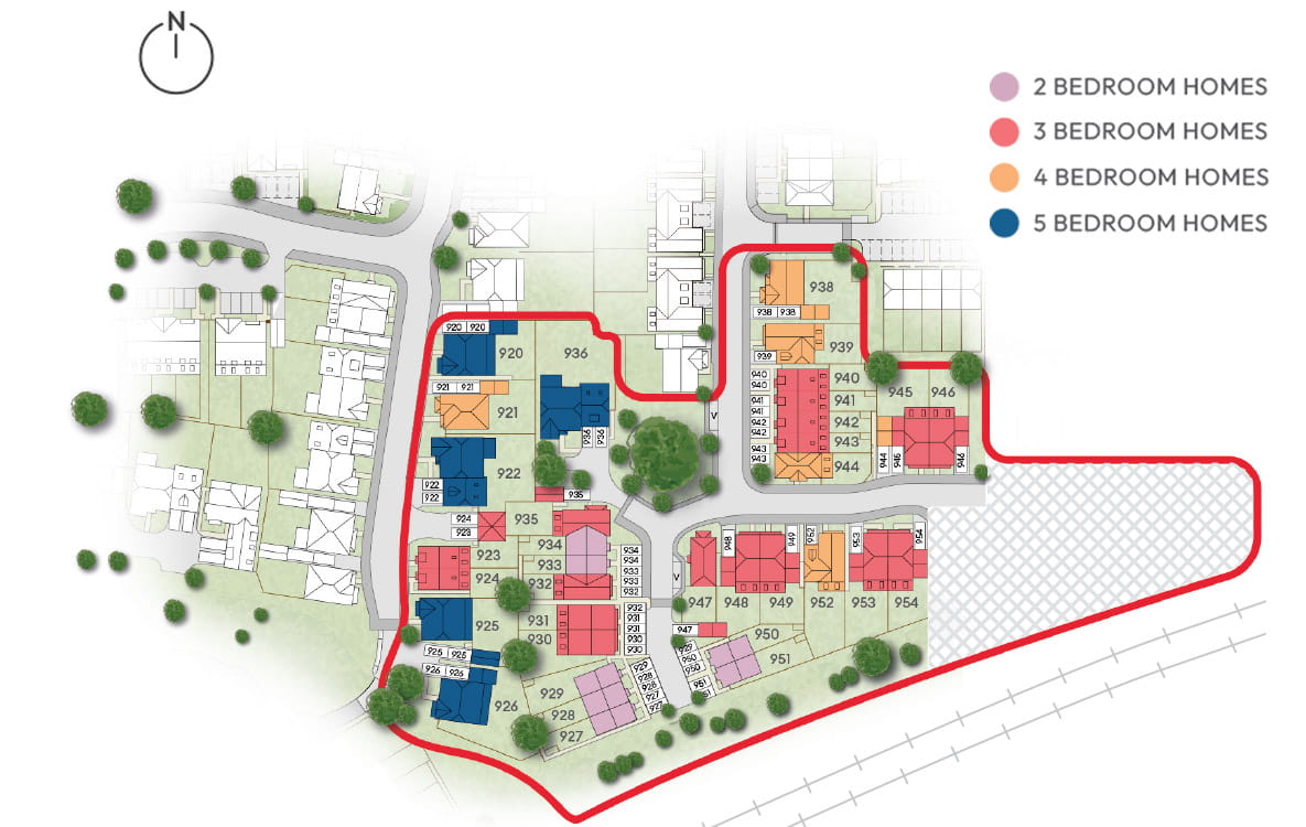 An illustration of the site plan for the Goldings