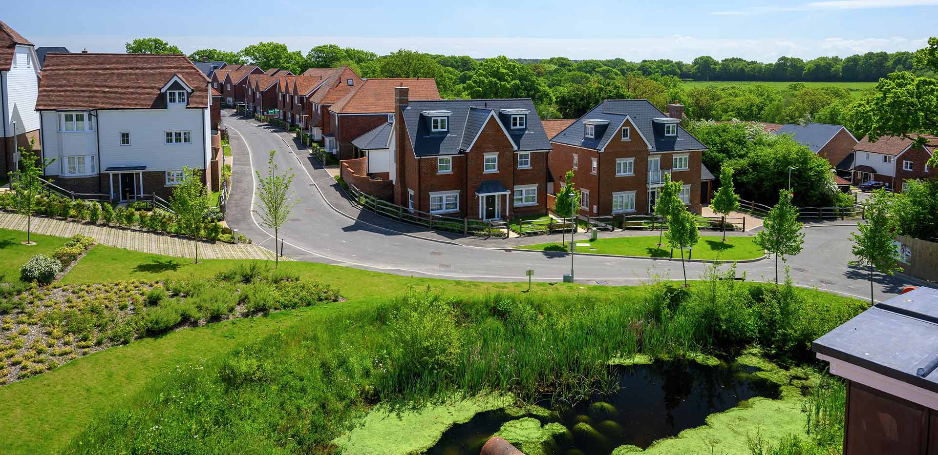 Hollyfields two bedroom apartment terrace with views of the development