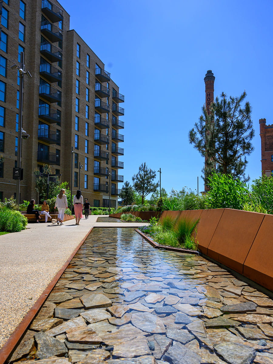 Image of the water feature at Aquifer House