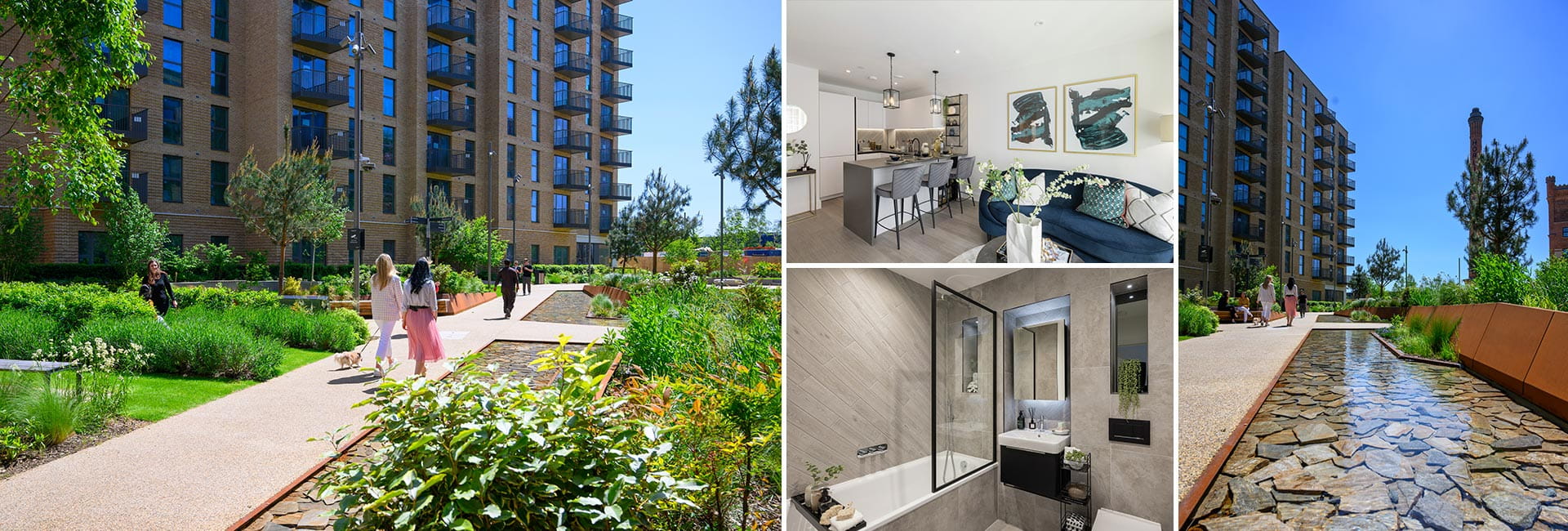 Montage of exterior and interior imagery at Aquifer House