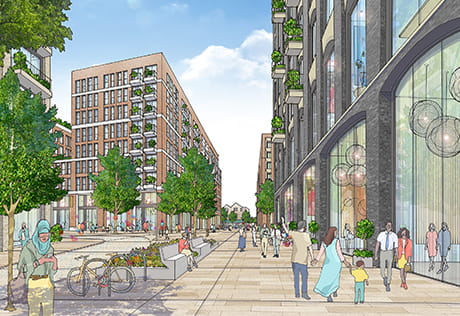 Exterior CGI of Queensmere