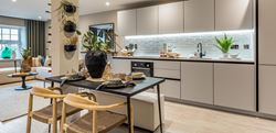 Horlicks Quarter apartment 492 dining and kitchen with a light finish