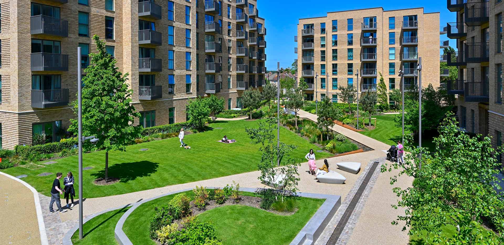 Horlicks Quarter residents enjoying the development greenery