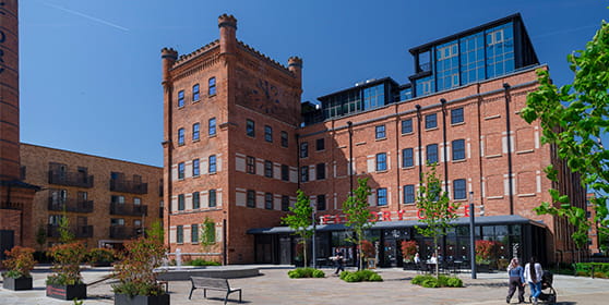 An exterior image of Horlicks Quarter on a warm sunny day