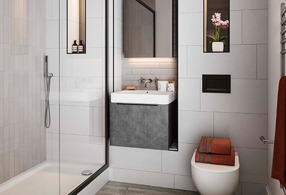 An interior Bathroom image from the Horlicks Factory at Horlicks Quarter