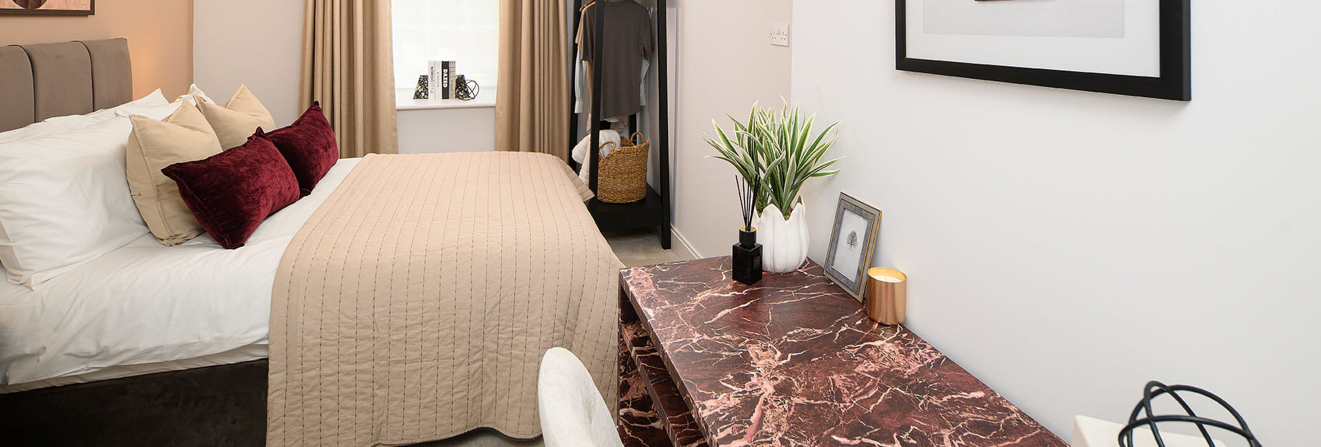 An interior image of a Bedroom