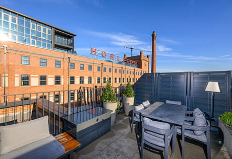 An exterior Terrace image with a view of the Horlicks Factory building