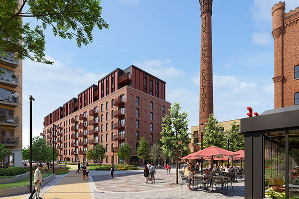 A CGI of Horlicks Quarter, The Maltings