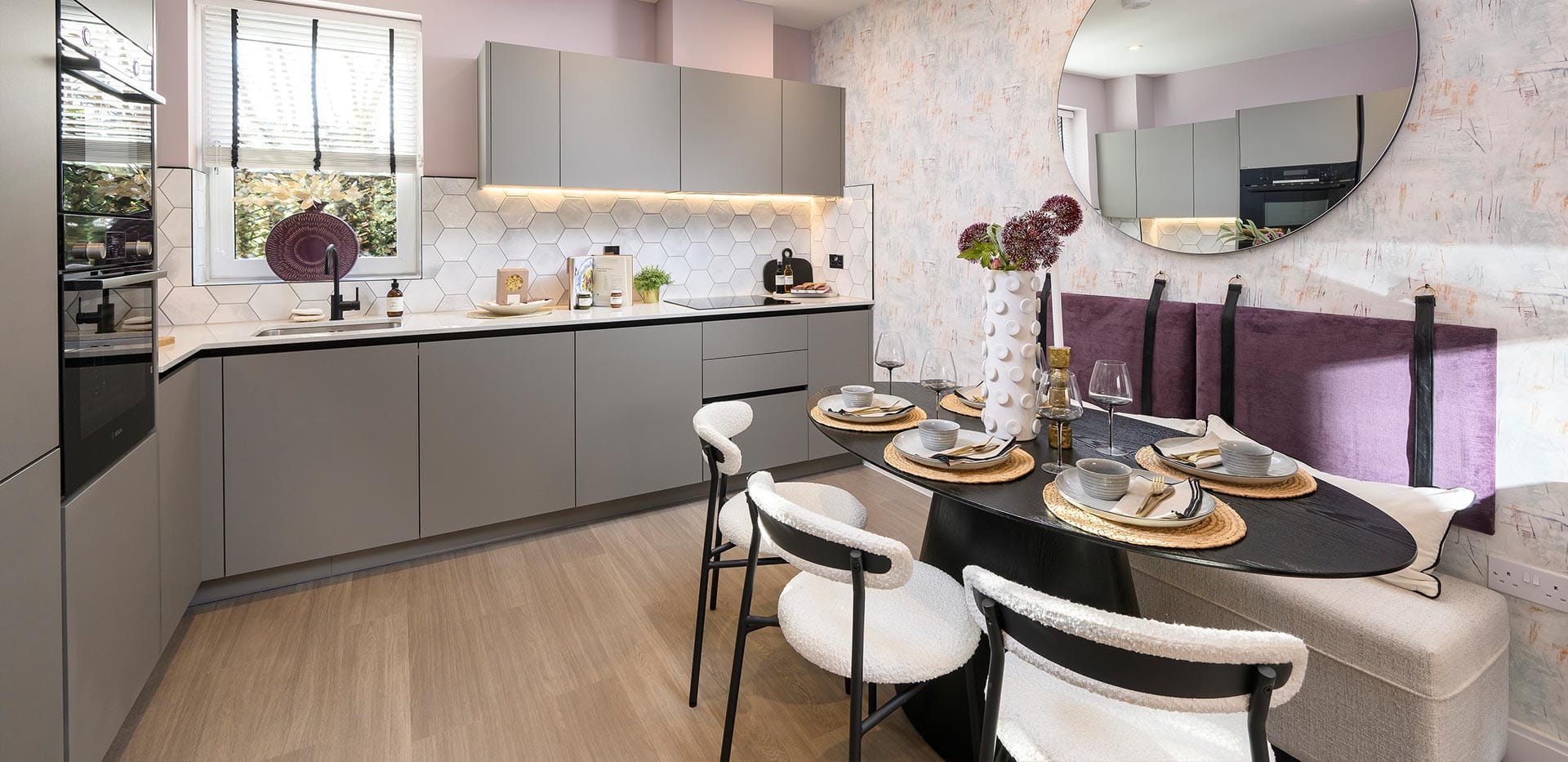 An interior Kitchen / Dining area at the Urban Houses at Horlicks Quarter