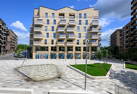 An exterior image of Huntley Wharf courtyard
