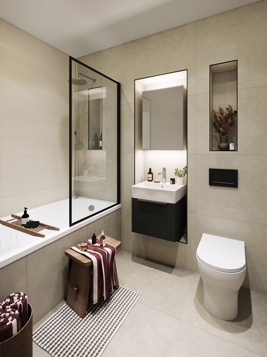 Berkeley, Huntley Wharf, Interior CGI, Bathroom