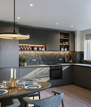 Image of kitchen with set dining table