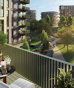 Image of balcony view from Kidbrooke Village development