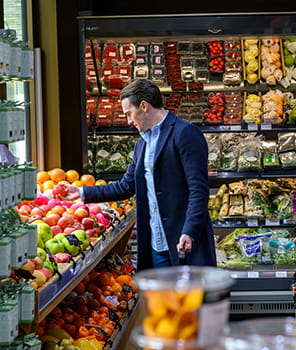 A customer choosing his groceries at a local supermarket
