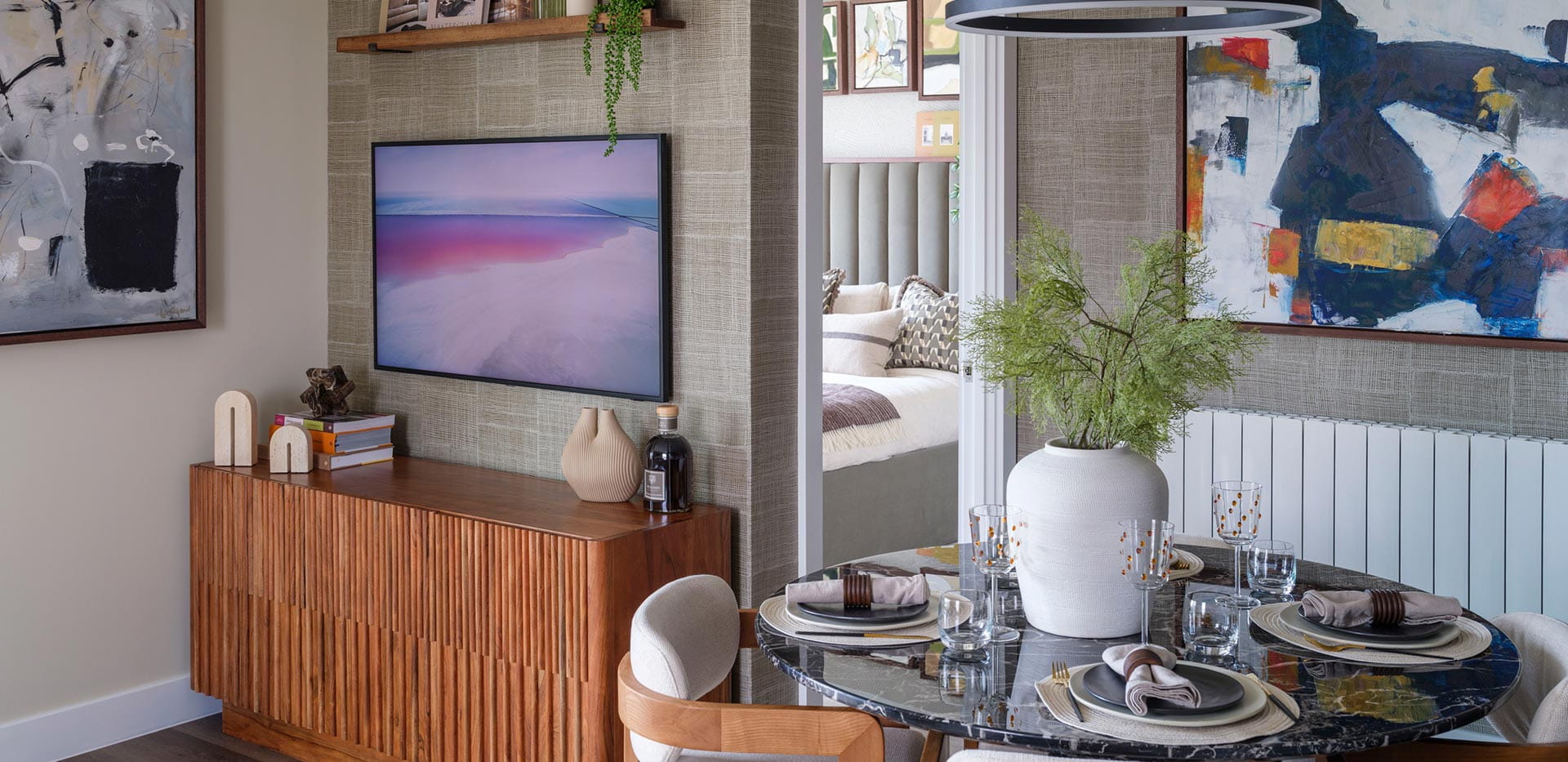Interior image of a dining area at Central Gardens at Kidbrooke Village