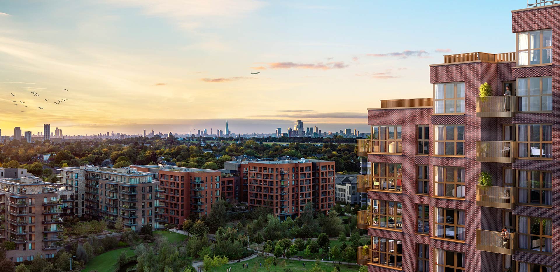Exterior image of Skyview Gardens, boasting the London skyline views