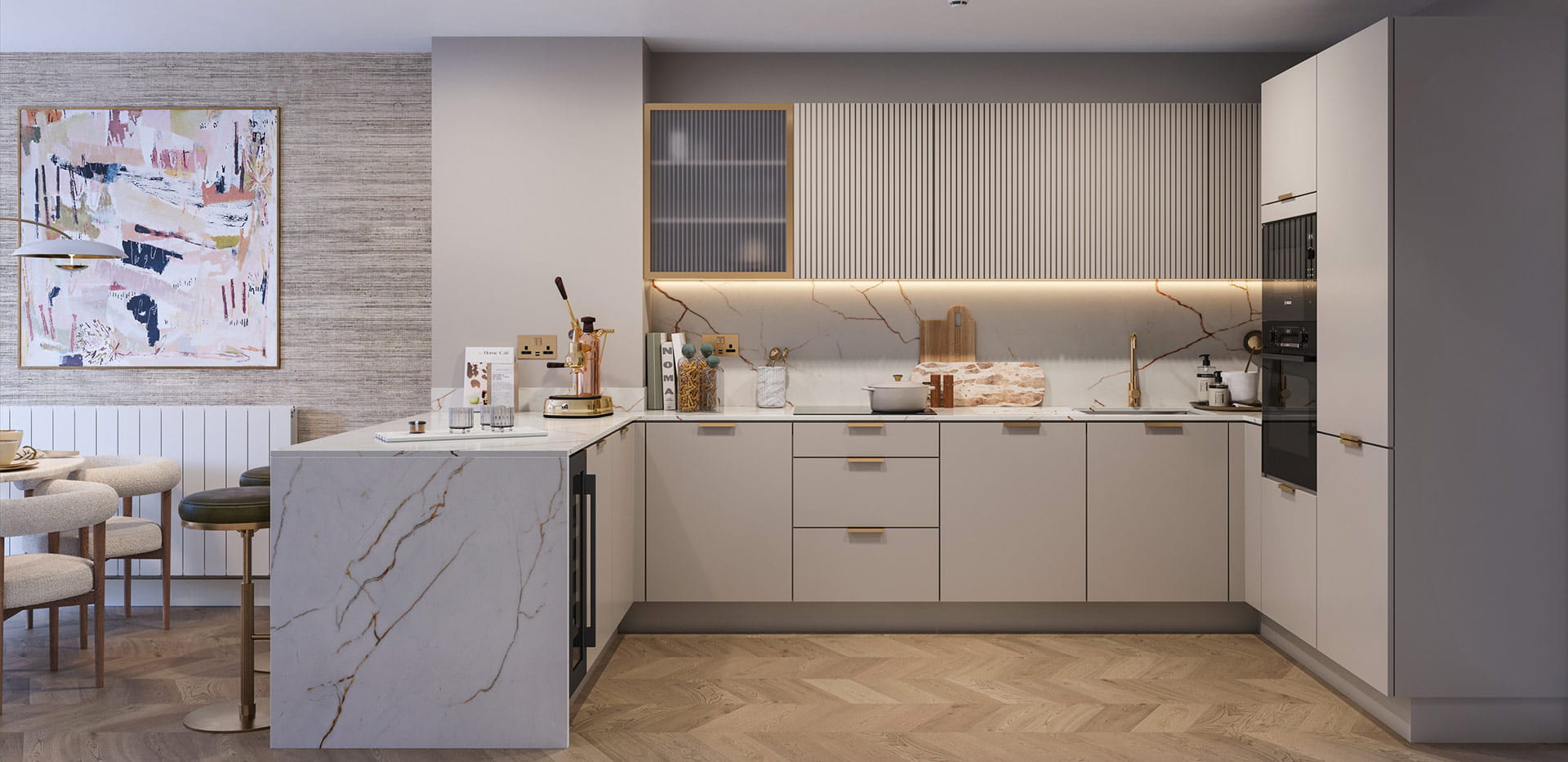 An Interior CGI of a Kitchen at The Blackheath Collection - Townhouses