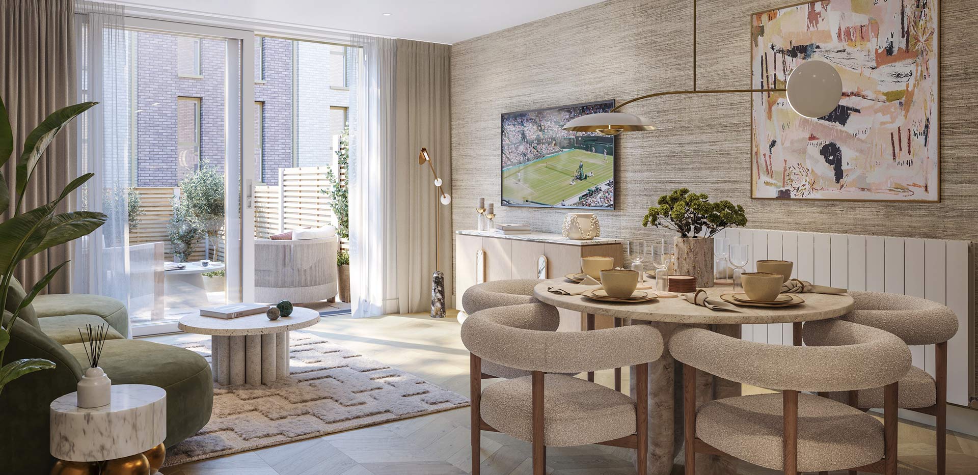 An Interior CGI of a Living / Dining at The Blackheath Collection - Townhouses