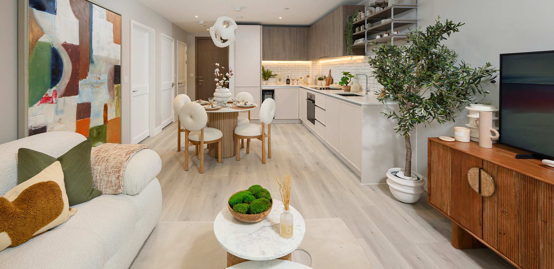 Waterlily Court, Interiors, Living/Dining/Kitchen