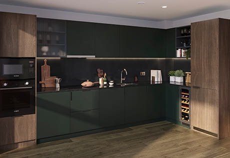 Kidbrooke Village spacious kitchen with a dark design