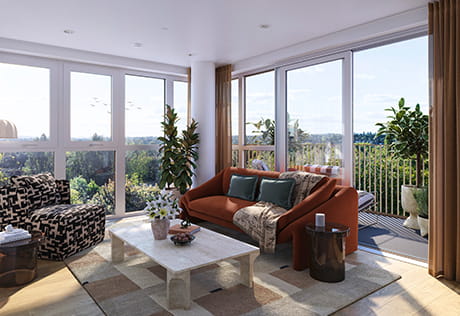 Kidbrooke Village spacious living area with city views