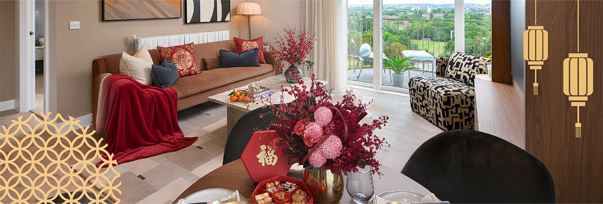 An interior Living area image with Luna New Year decorations