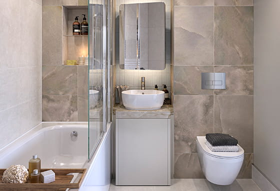 An interior CGI of a Bathroom at Lily Residences