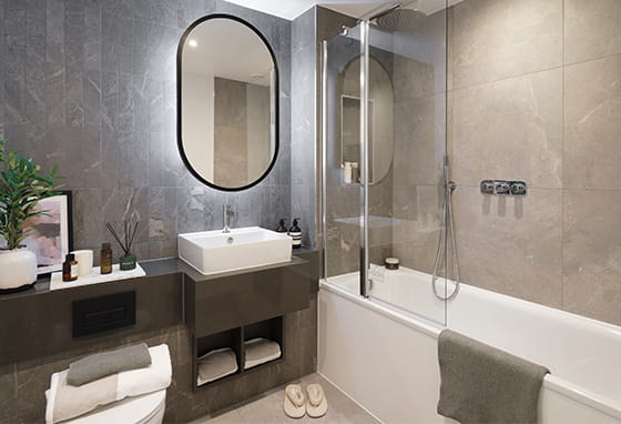 Interior bathroom image within a Central Gardens showhome at Kidbrooke Village
