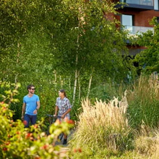 Residents going for a walk at Kidbrooke Village