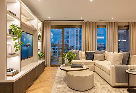 King's Road Park showhome living space with incredible city views