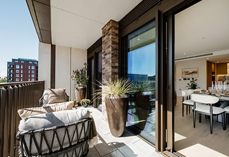 King's Road Park home, balcony with city views