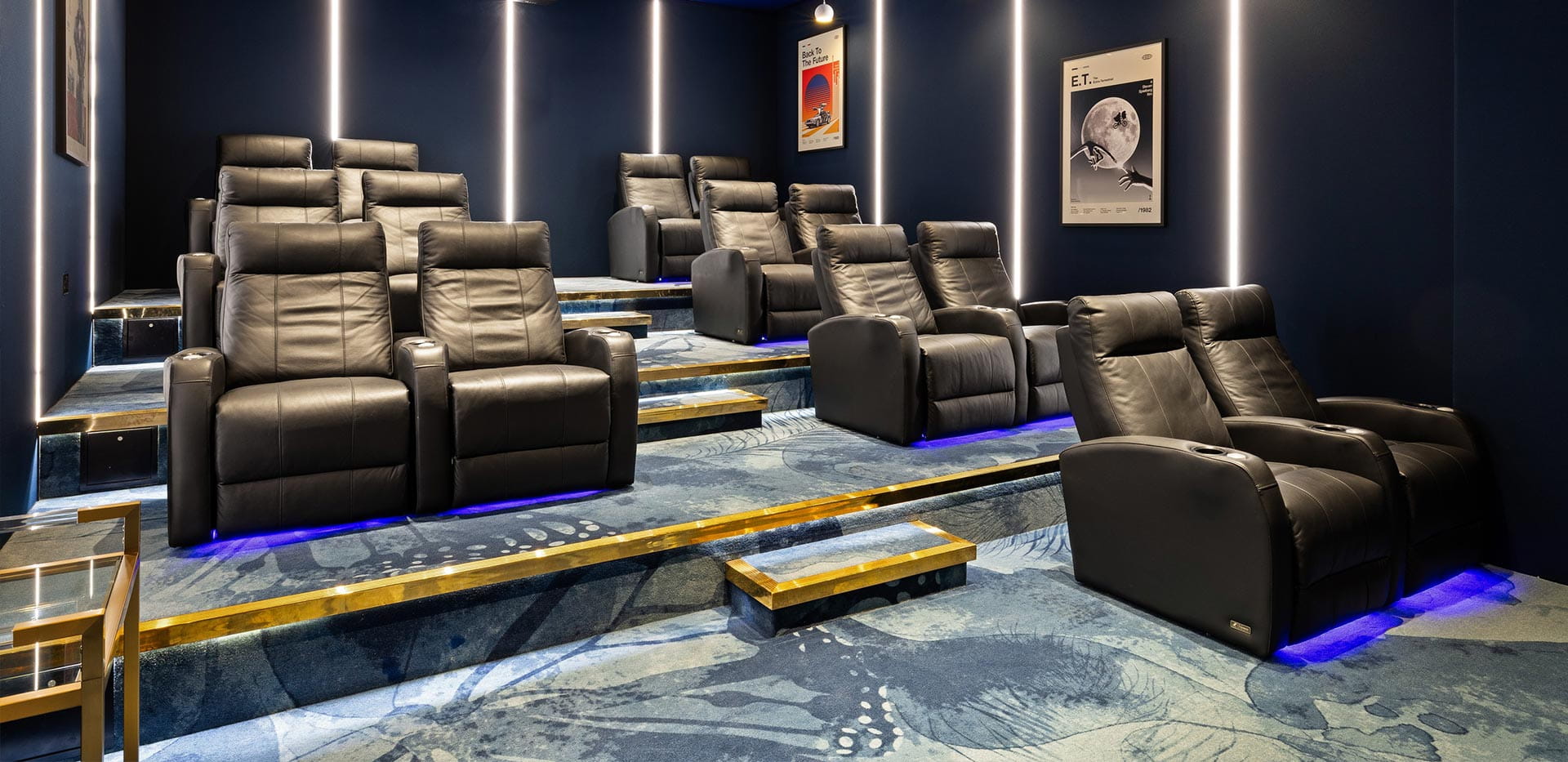 An image of the Residents Cinema Room showing the seating