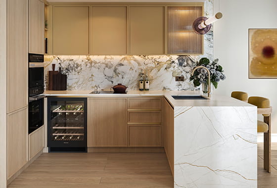 A CGI of a Kitchen in the Pearl Palette