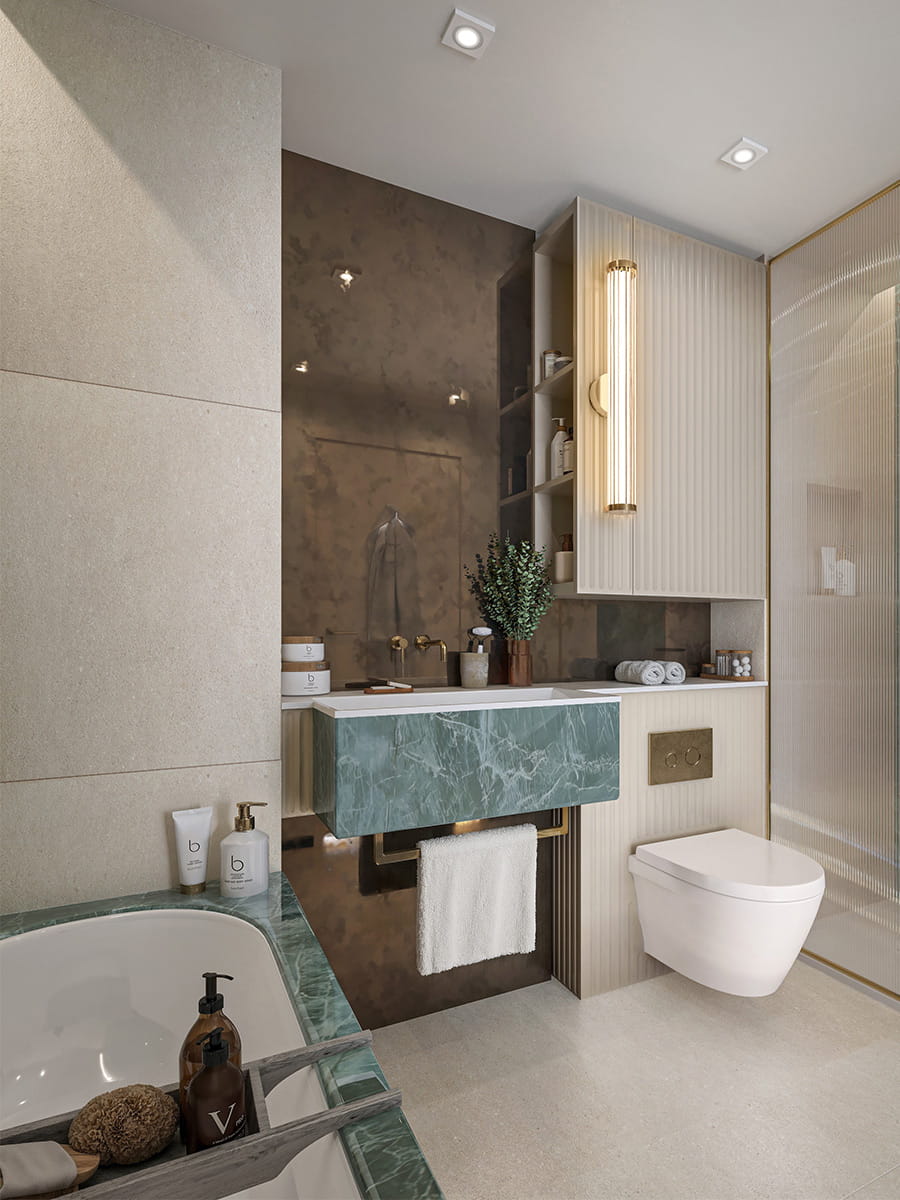 Bathtub with and separate shower unit, modern design
