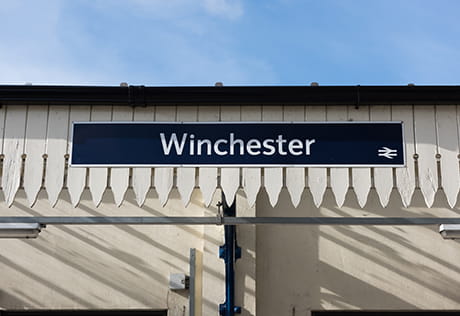 Winchester Train Station sign