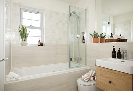 Leighwood Fields, The Bramley Showhome, spacious bathroom with a light design