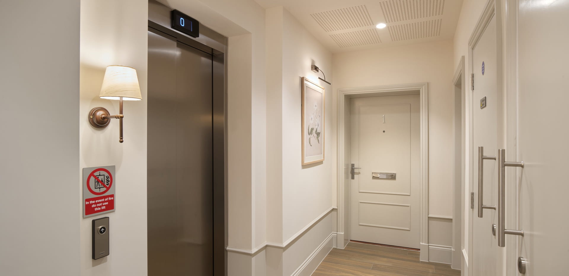 Hallway with elevator.