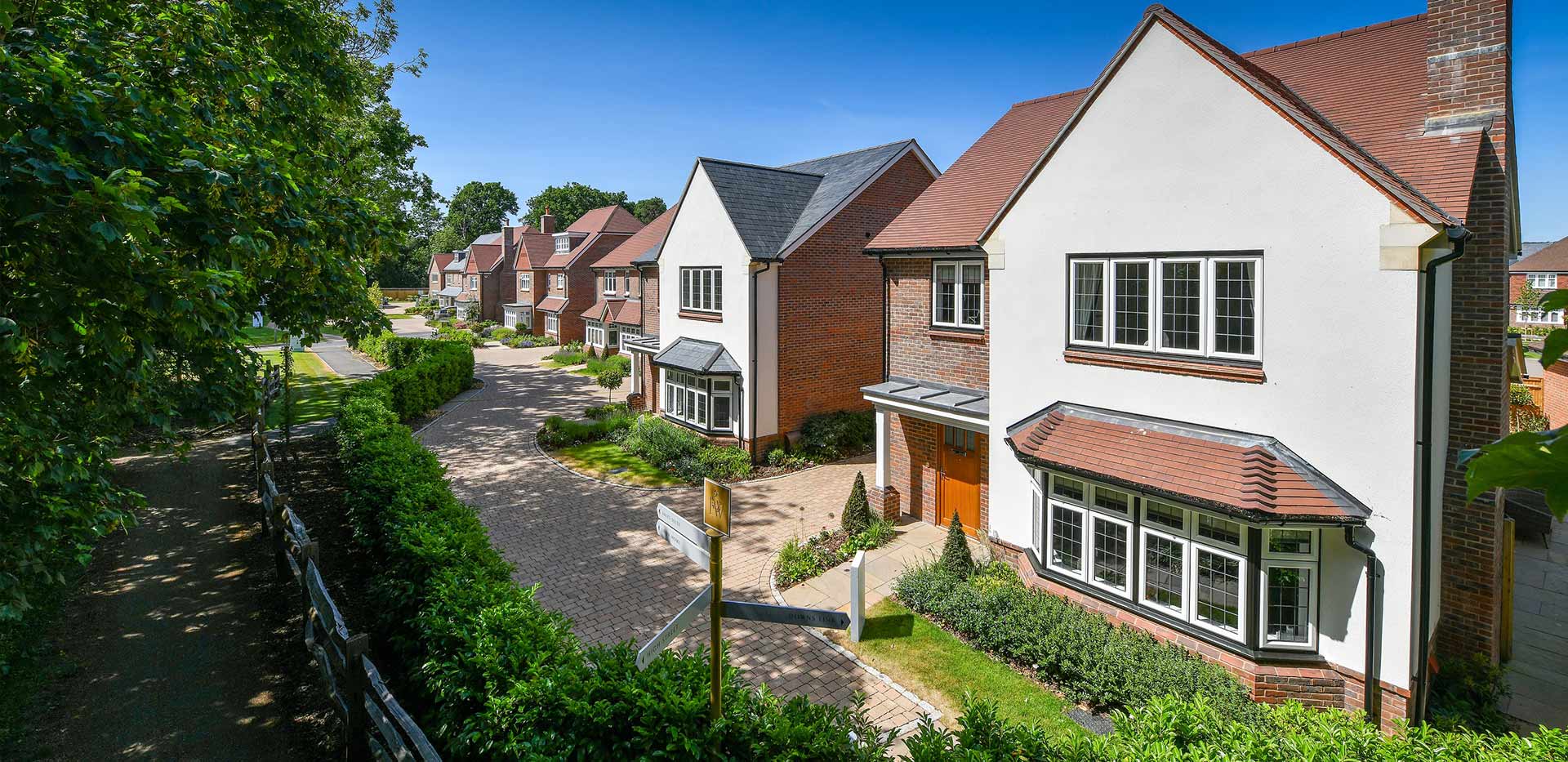 An exterior image of houses at Leighwood Fields near green space
