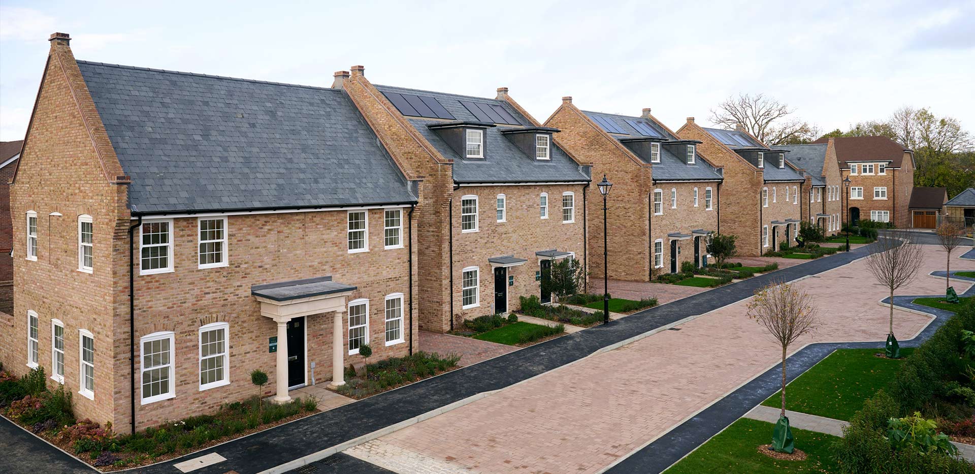 An exterior street scene at Leighwood Fields