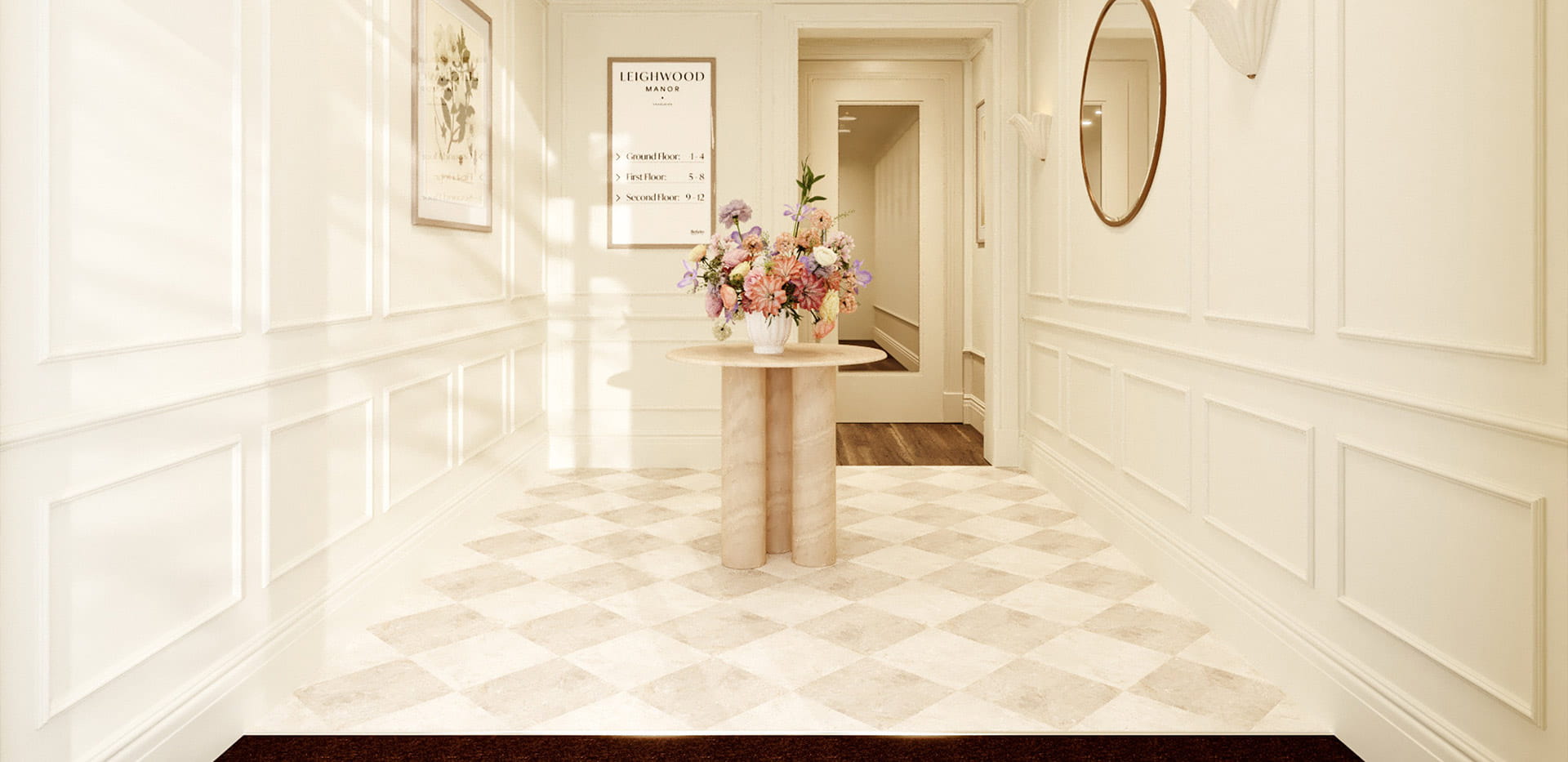 An interior image of Leighwood Manor Entrance Hall