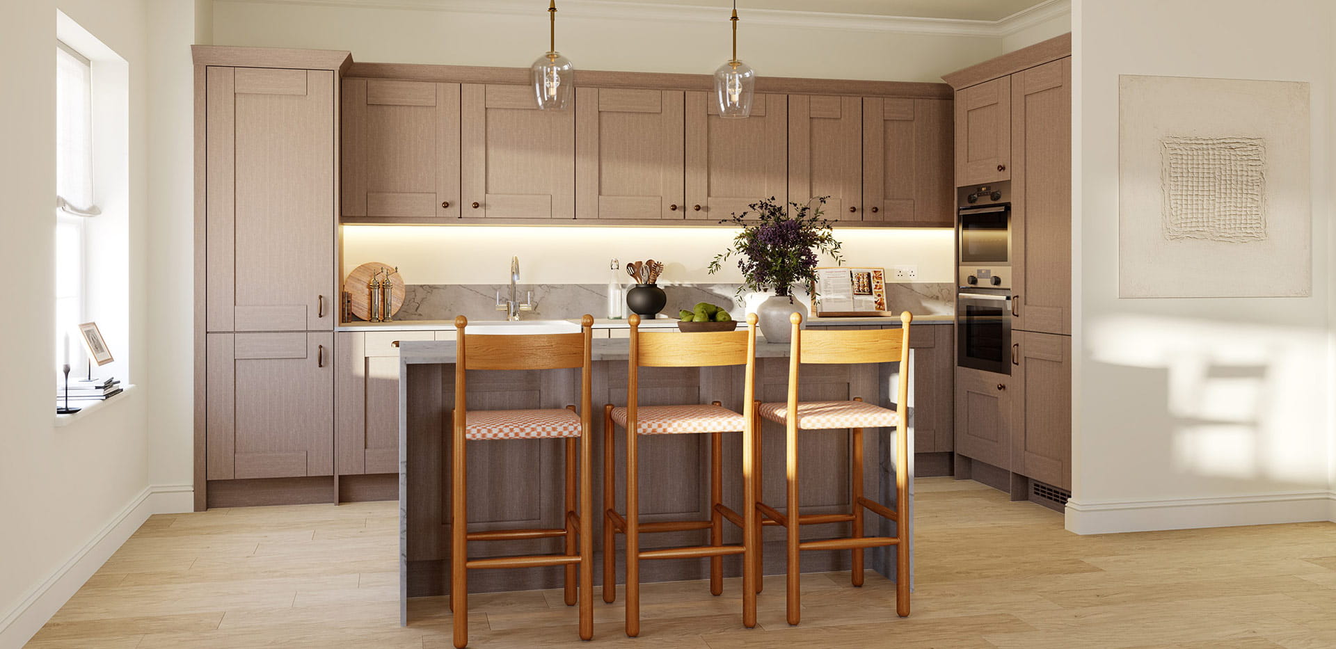 An interior Kitchen image with a brown colour palette at Leighwood Manor