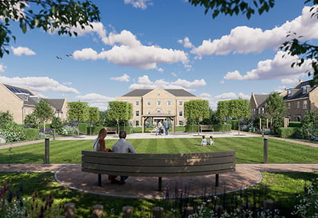 An exterior CGI of Leighwood Manor at Leighwood Fields